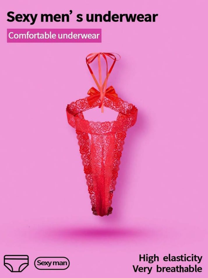 Men's Lace Bow Decor Sexy Briefs Underwear